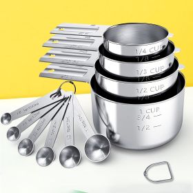 1 Set Stainless Steel Measuring Cups & Spoons Set; Cups And Spoons; Kitchen Gadgets For Cooking & Baking (4+6) 0.86lb 1 Set Stainless Steel Measuring Cups & Spoons Set; Cups And Spoons; Kitchen Gadgets For Cooking & Baking (4+6) 0.86lb