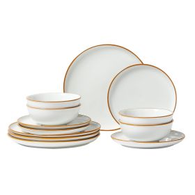 Dinnerware Set, Service for 4 (12 PCS), Round Plates and Bowls Sets, Scratch Resistant Ceramic Dinner Ware Dinnerware Set, Service for 4 (12 PCS), Round Plates and Bowls Sets, Scratch Resistant Ceramic Dinner Ware